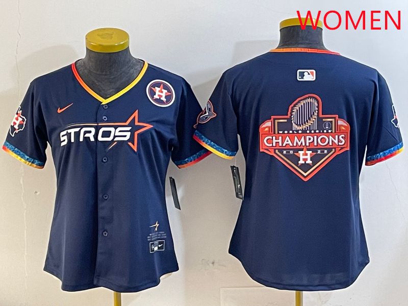 Women Houston Astros Blank Drak Blue Fourth generation Joint Name 2025 Nike MLB Jersey style 14->women mlb jersey->Women Jersey